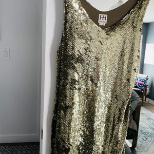 Haute Hippie Gold Sequin Sheath